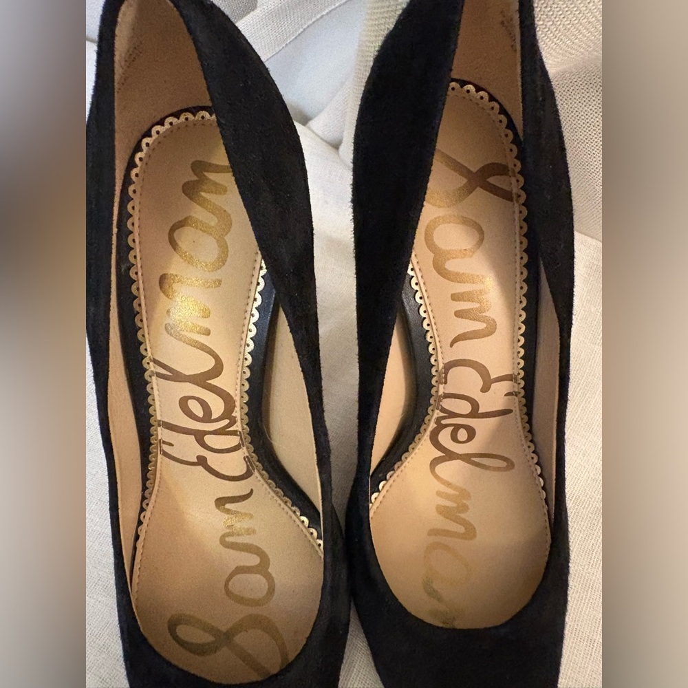 Sam Edelman Black Suede Pointed Toe Stiletto Pumps Heels US 7.5 Classic Sexy - Picture 3 of 13
